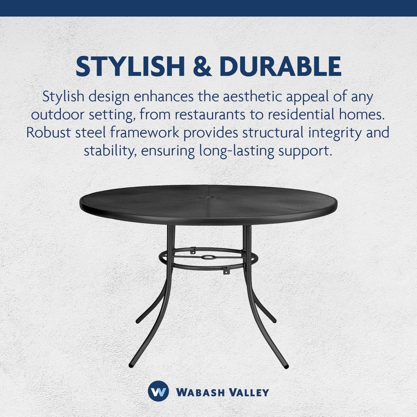 Wabash Valley 36” Round Patio Table - Seats 2-4 People | Stylish Steel Mesh Pattern | Extremely Durable | Lifetime Outdoor Use | Withstands All Weather Conditions | Highland Collection