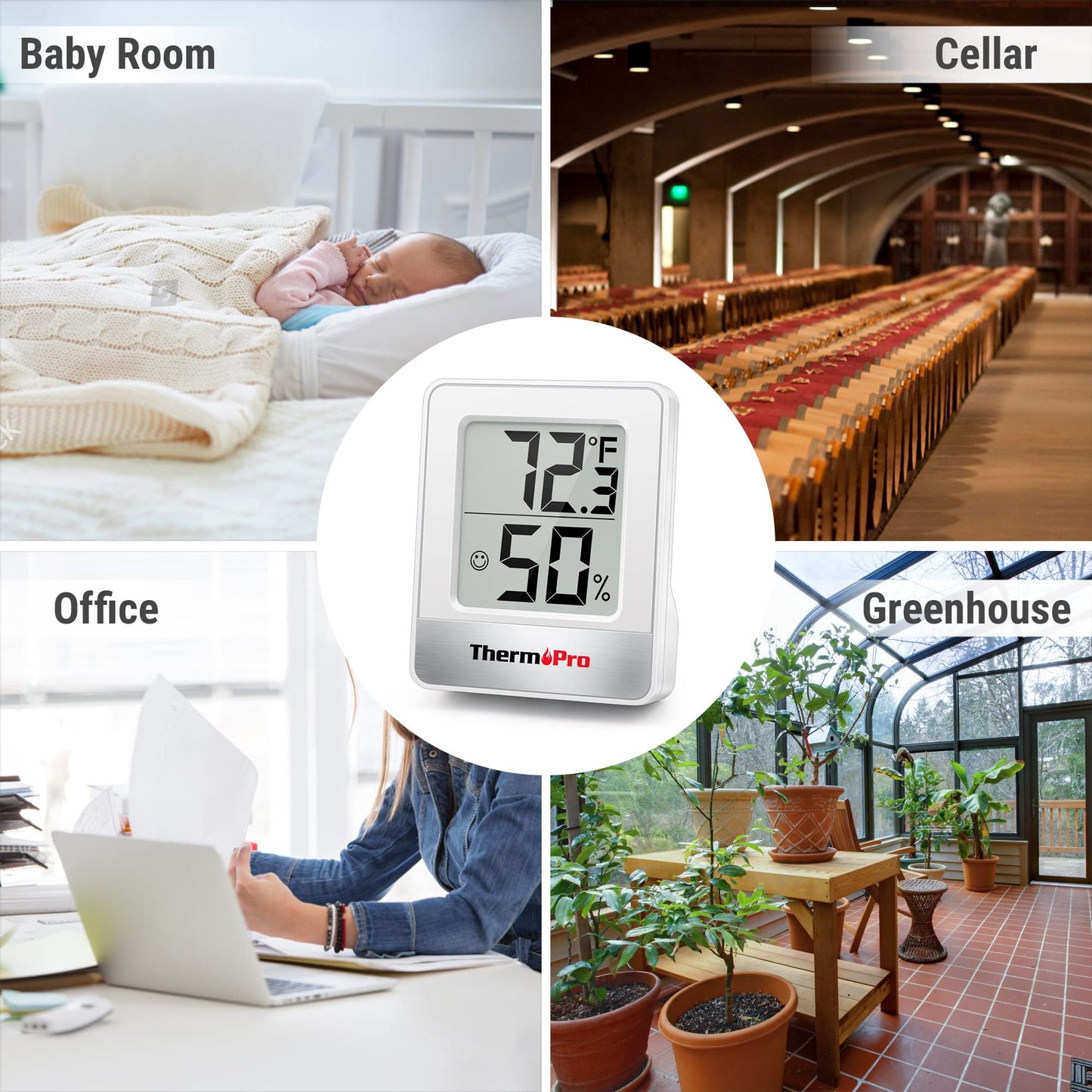 ThermoPro TP49 3 Pieces Digital Hygrometer Indoor Thermometer Humidity Meter Mini Hygrometer Thermometer with Temperature and Humidity Monitor Room Thermometer