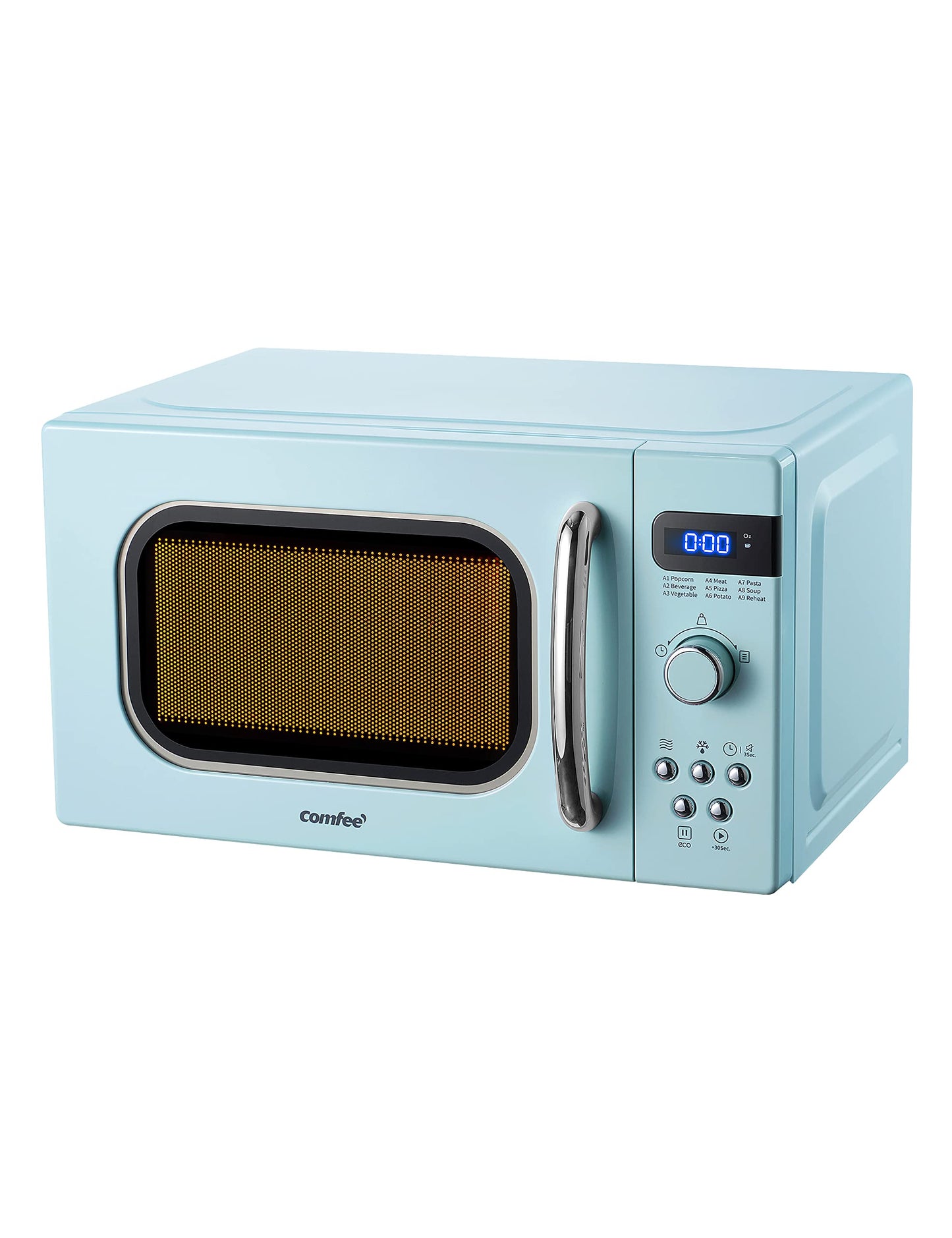 COMFEE' Retro Small Microwave Oven With Compact Size, 9 Preset Menus, Position-Memory Turntable, Mute Function, Countertop Microwave For Small Spaces, 0.7 Cu Ft/700W, Green, AM720C2RA-G