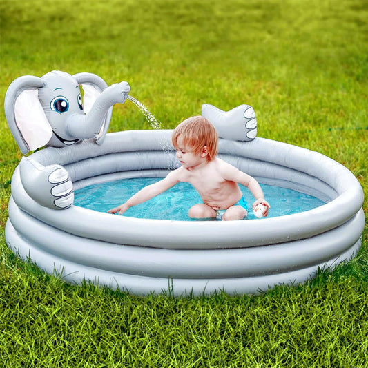 Elephant Inflatable Kiddie Pool for Kids and Toddlers with Sprinkler, Outdoor Backyard Baby Water Games Pool 60" Outside Party Birthday Fun Boys Girls Ages 1 2 3 4 5 6