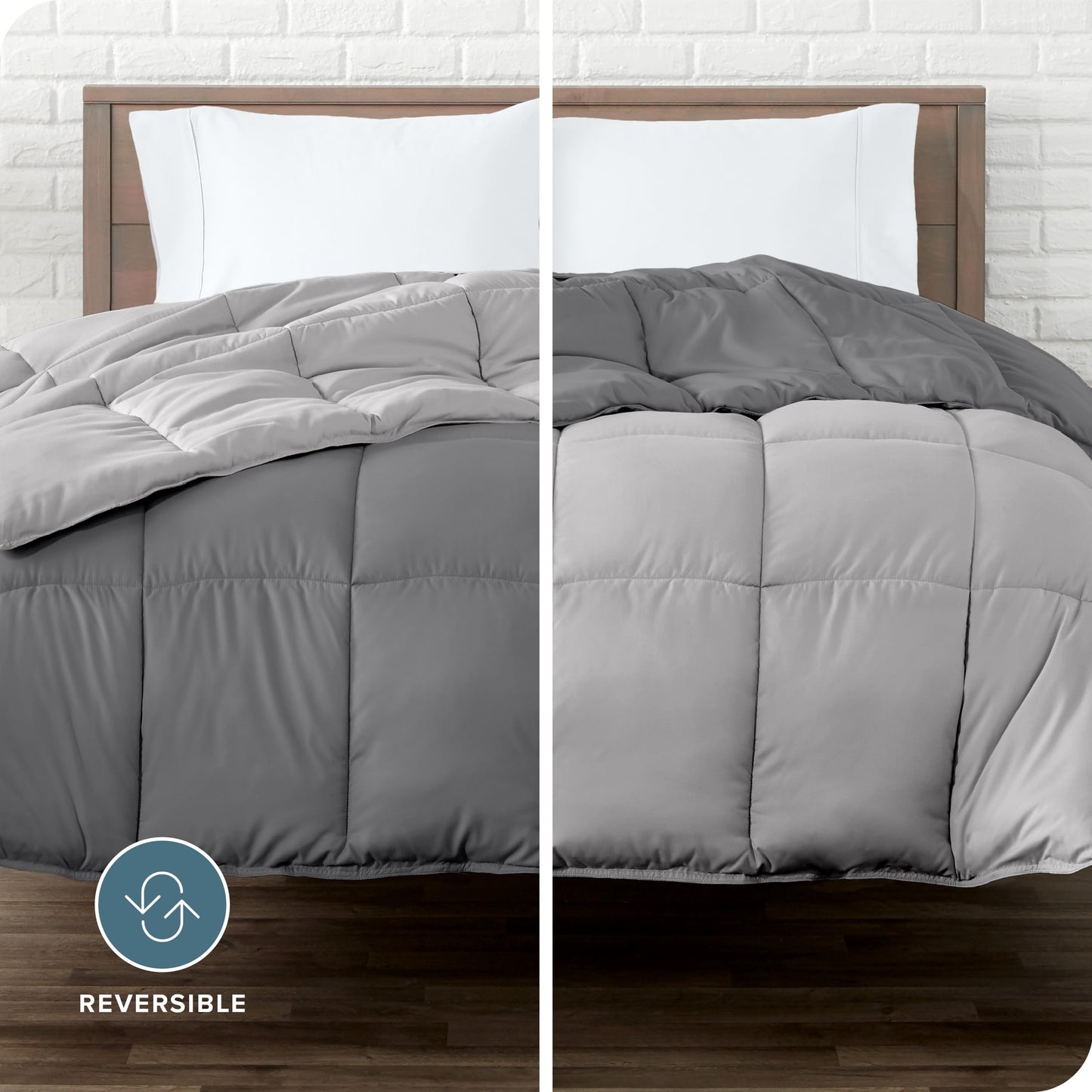 Bare Home Full Comforter - Reversible Colors - Goose Down Alternative - Ultra-Soft - Premium 1800 Series - All Season Warmth - Bedding Comforter (Full, Grey/Light Grey)