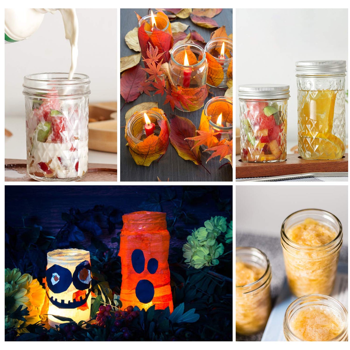 Mason Jars Canning Jars, 24 Pack Jelly Jars With Regular Lids, Ideal for Jam, Honey, Wedding / Shower Favors, DIY Magnetic Spice Jars - 4 OZ x 8, 8 OZ x 8, 12 OZ x 8 (4oz -8oz-12oz)