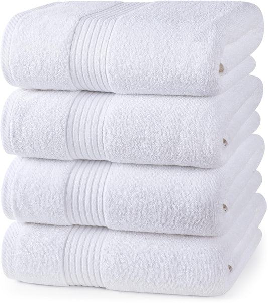 Utopia Towels 4 Pack Bath Towels Set, (27 x 54 Inches) 100% Ring Spun Cotton, Quick Dry, Highly Absorbent, Soft Feel Towels, Perfect for Daily Use (White)