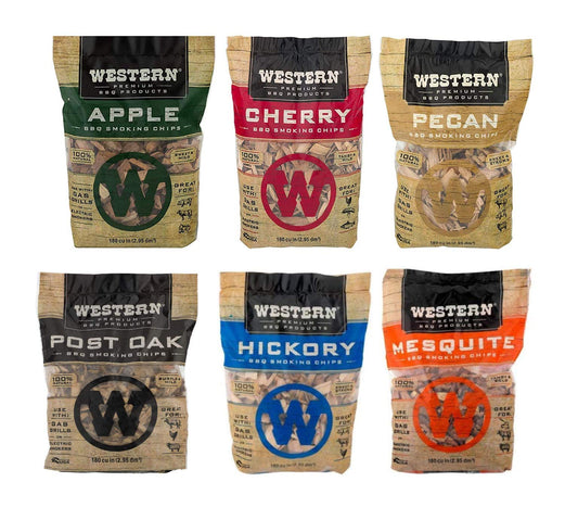 Western Wood Smoking Chip Variety Pack of 6, 180 cu in per Bag