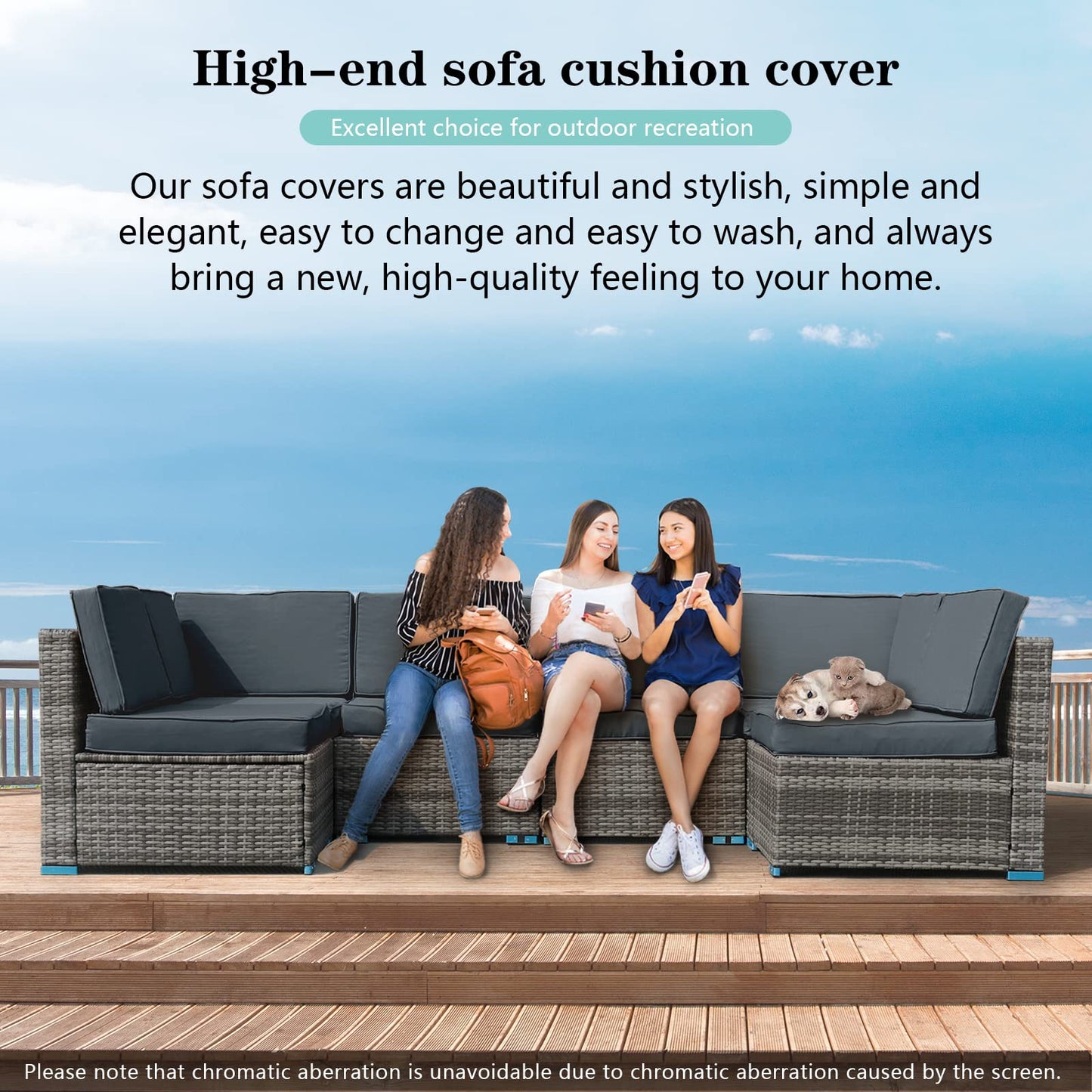 FKSLIFE Patio Cushion Covers Replacement,Outdoor Patio Cushion Covers Replacement Waterproof (25×25×3.15 inches, Dark Grey)