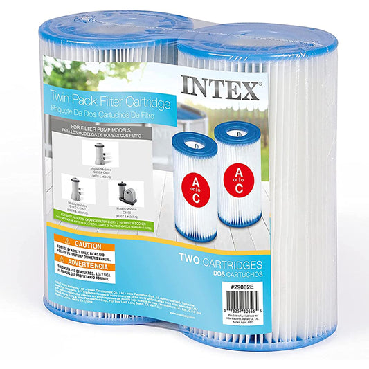 Intex 29002E Easy Set Type A or C Heavy Duty Dacron Paper Pool Filter Replacement Cartridge for Various and Krystal Clear Models, 2 Pack