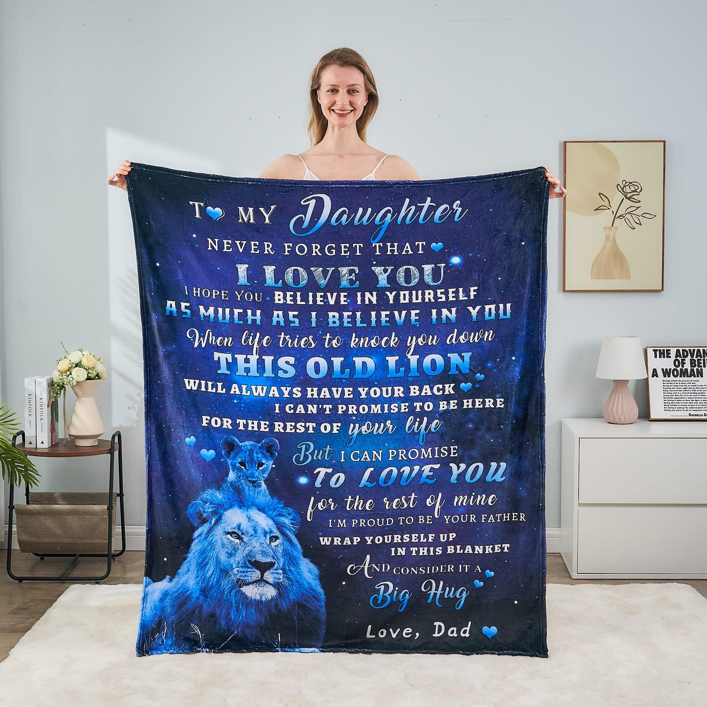 TGRUIHM Daughter Gifts from Dad, Daughter Gifts - Daughter Blanket, to My Daughter Lion Blanket from Dad, Blankets for Daughter, Dad to Daughter Christmas Birthday Gifts Flannel Throw Blanket 50"x60"