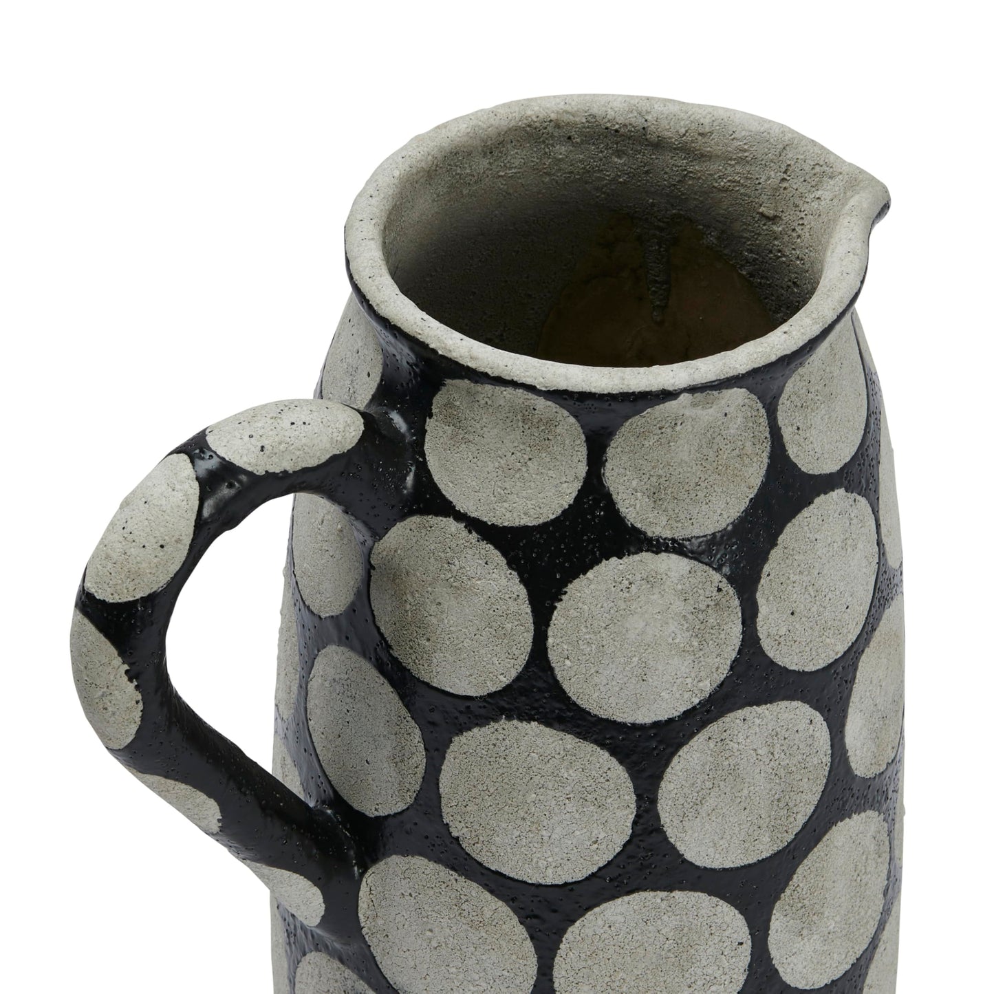 Creative Co-Op Decorative Terracotta Wax Relief Dots, Black and Natural Pitcher