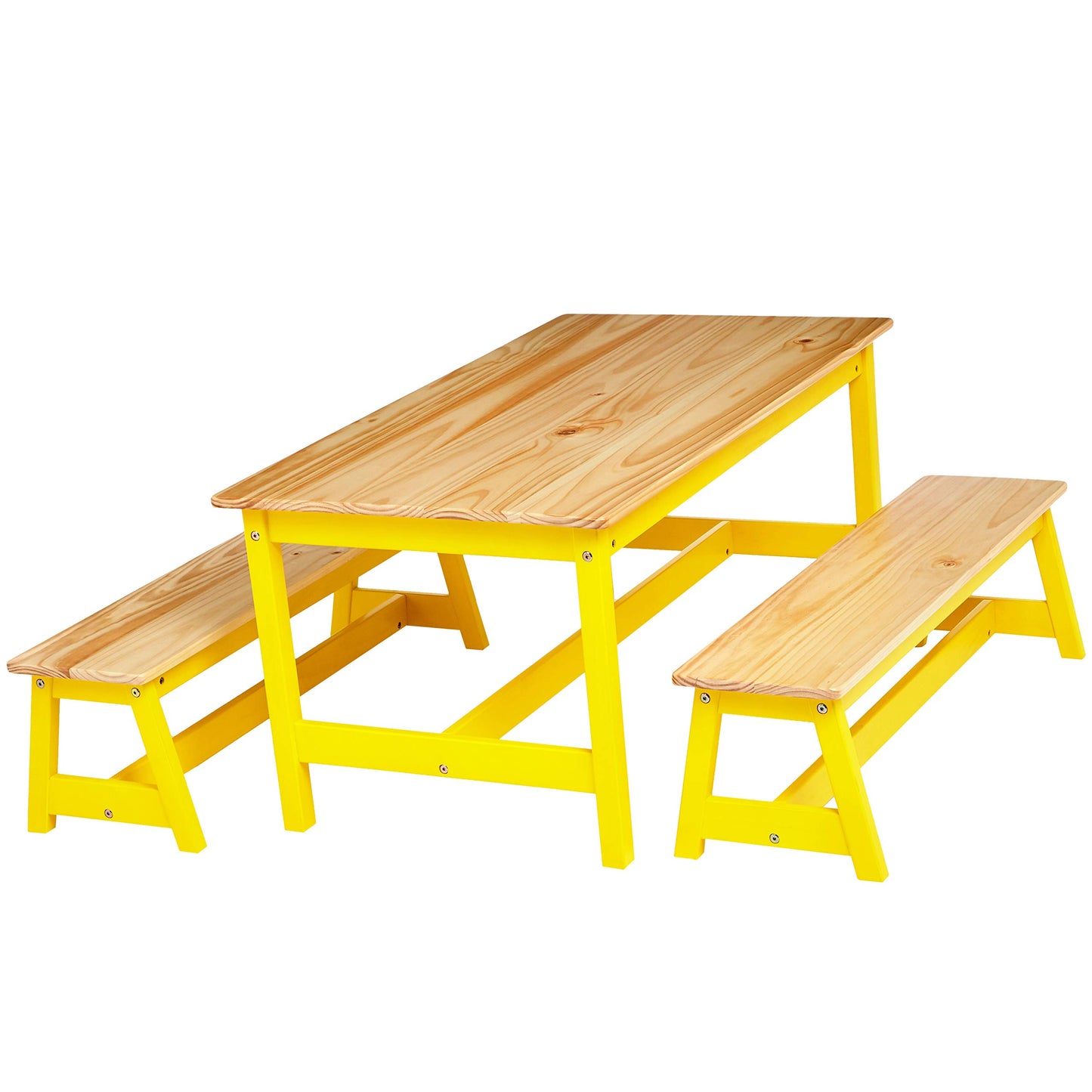 Amazon Basics Indoor Kids Table and Bench Set, Natural, 3 Count (Pack of 1)