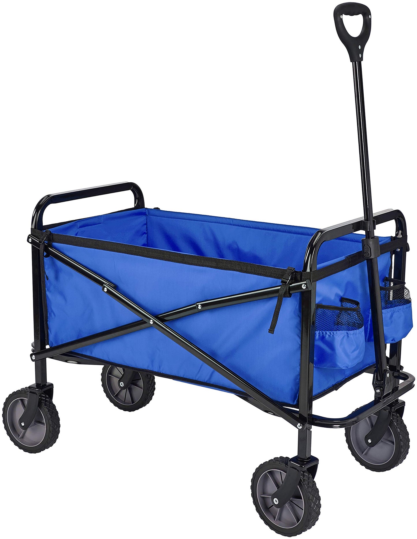 Amazon Basics Collapsible Folding Wagon, Heavy Duty, Utility Wagon for Sports, Camping, Garden, and Shopping, Blue