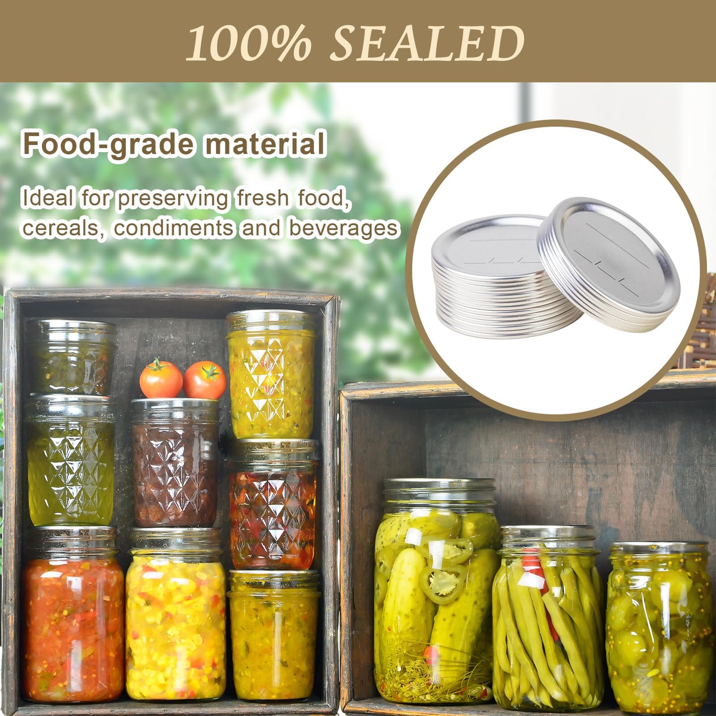 200 PCS Canning Lids Regular Mouth,2.76in Mouth Mason Jar Lids,Ball Kerr Jar with Lids with Leak proof Airtight Seal Rust Proof Split,Regular Mouth Kerr Mason Jars Food Grade,Canning Food DIY