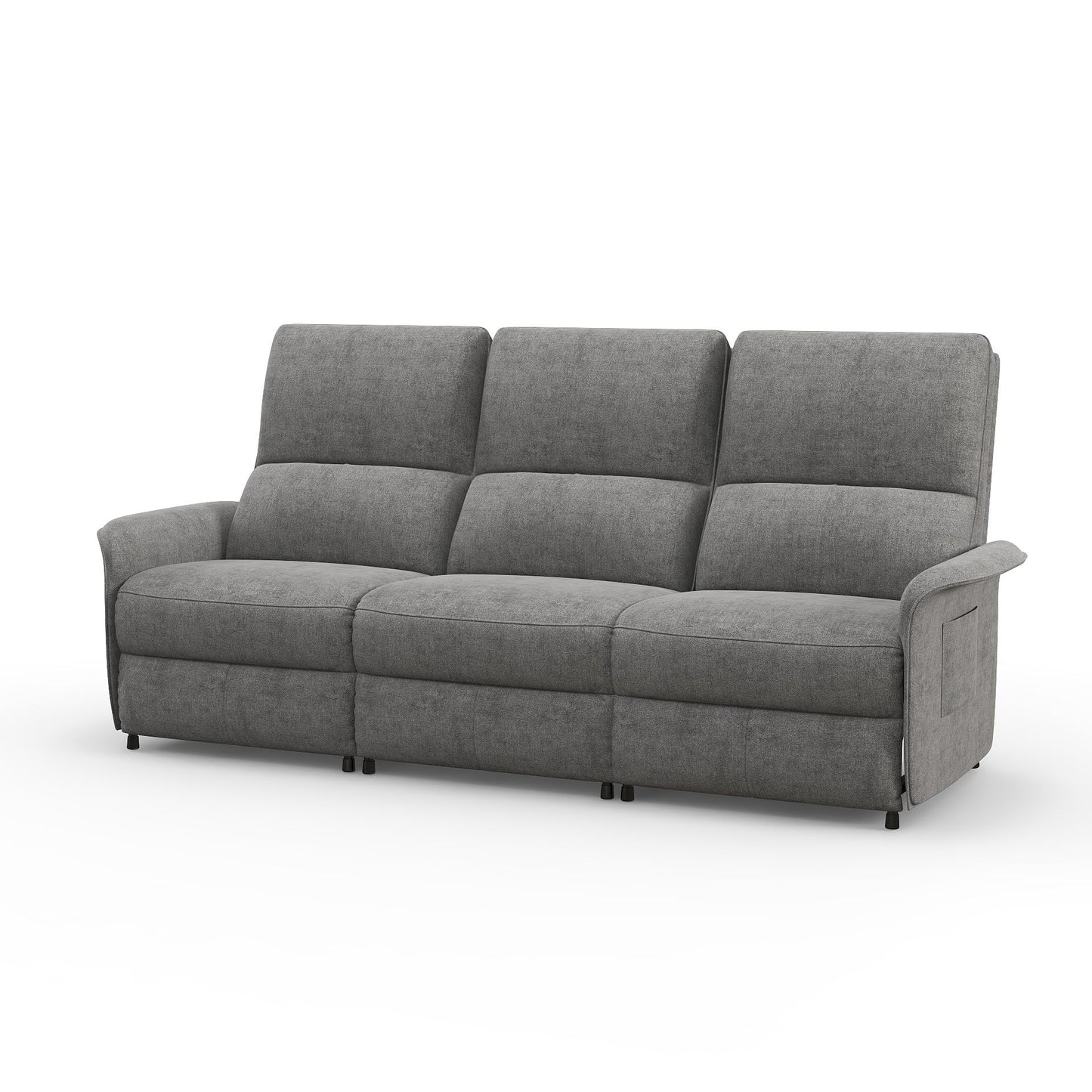 Panana Grey Fabric Electric Recliner Sofa Suites Settee Lazy Boy, 1 2 3 Seater Powered Armchair with Storage Side Pockets for Small Speace (2 + 3 Seater)