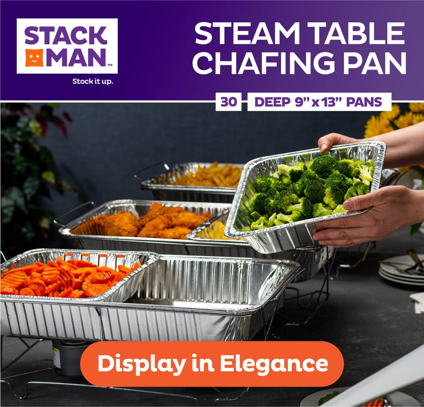 Aluminum Pans 9x13 Disposable Aluminum Foil Pans [30-Pack] Large Baking Pan Trays - Heavy Duty Tin Tray Half Size Chafing Dishes. Food Containers for Roasting, Cooking, Heating or Steam Table