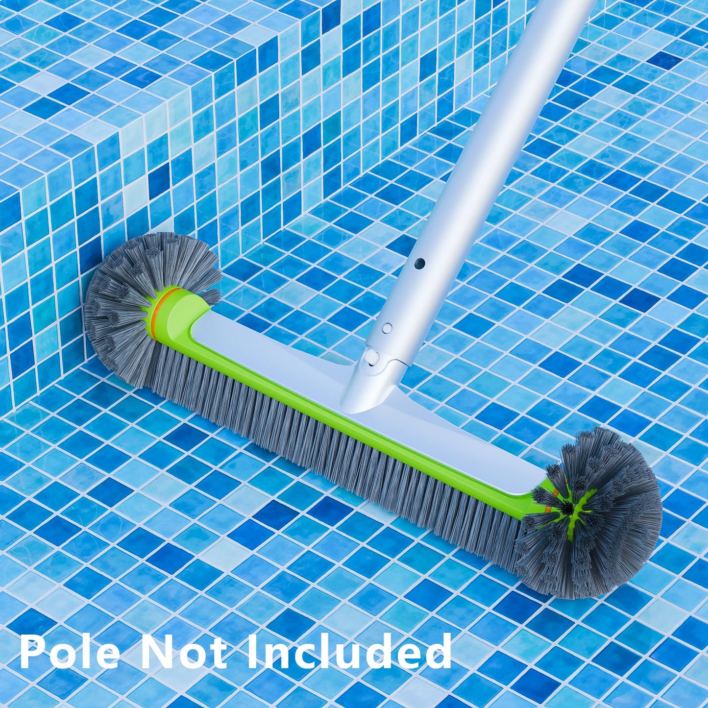 Sepetrel Pool Brush Head for Cleaning Pool Walls,Heavy Duty Inground/Above Ground Swimming Pool Round Scrub Brushes with Premium Strong Bristle & Reinforced Aluminium Back,Grey