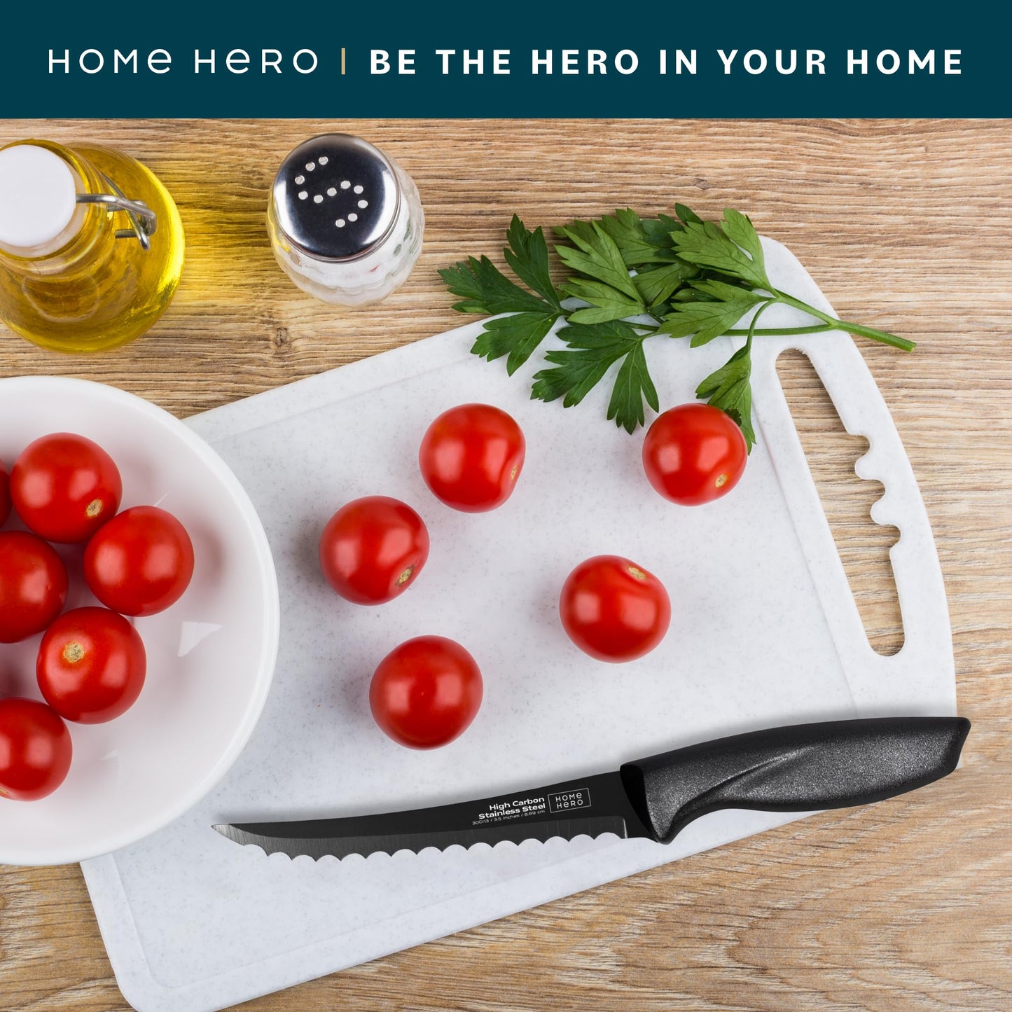 Home Hero 2 Pcs Tomato Knife with Sheath - High Carbon Stainless Steel Chopping Knife with Ergonomic Handle - Razor-Sharp Multi-Purpose Kitchen Knife for Chopping Vegetable and Cooking