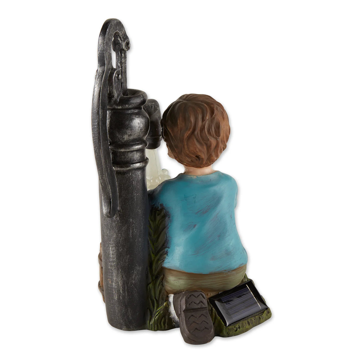 Boy And Dog Solar Garden Statue