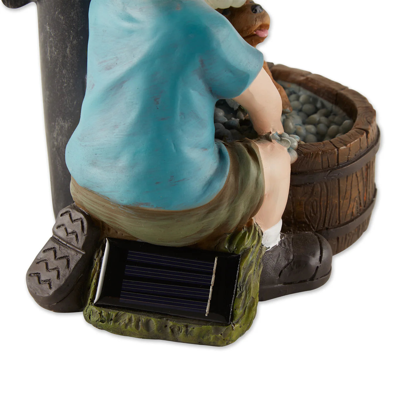 Boy And Dog Solar Garden Statue