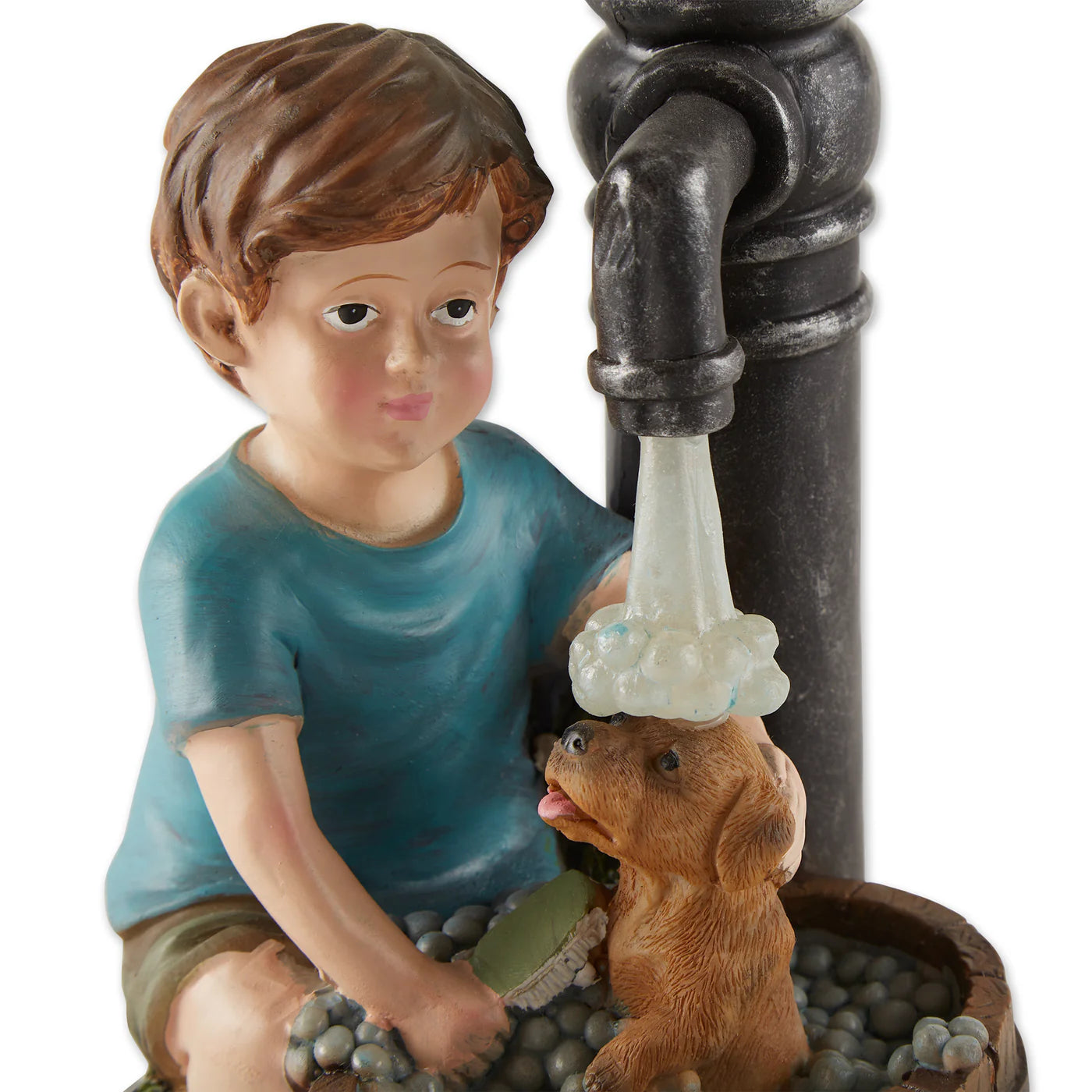 Boy And Dog Solar Garden Statue