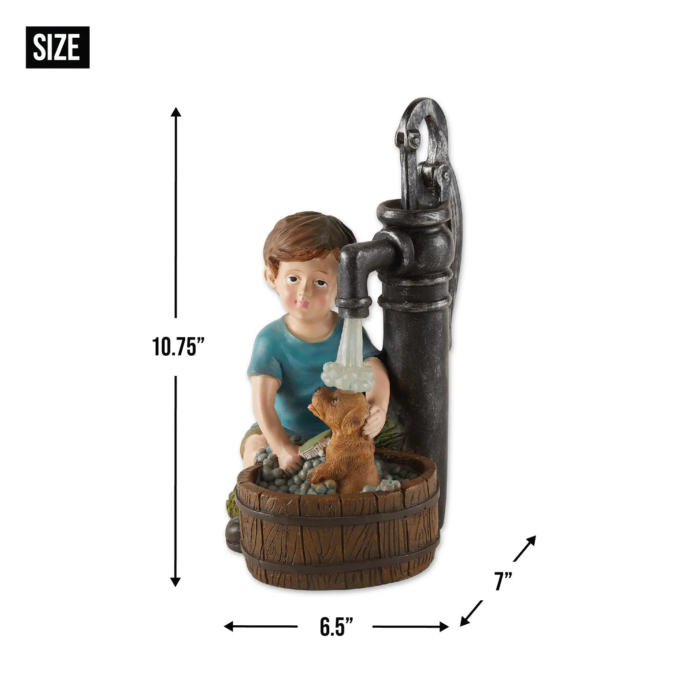 Boy And Dog Solar Garden Statue