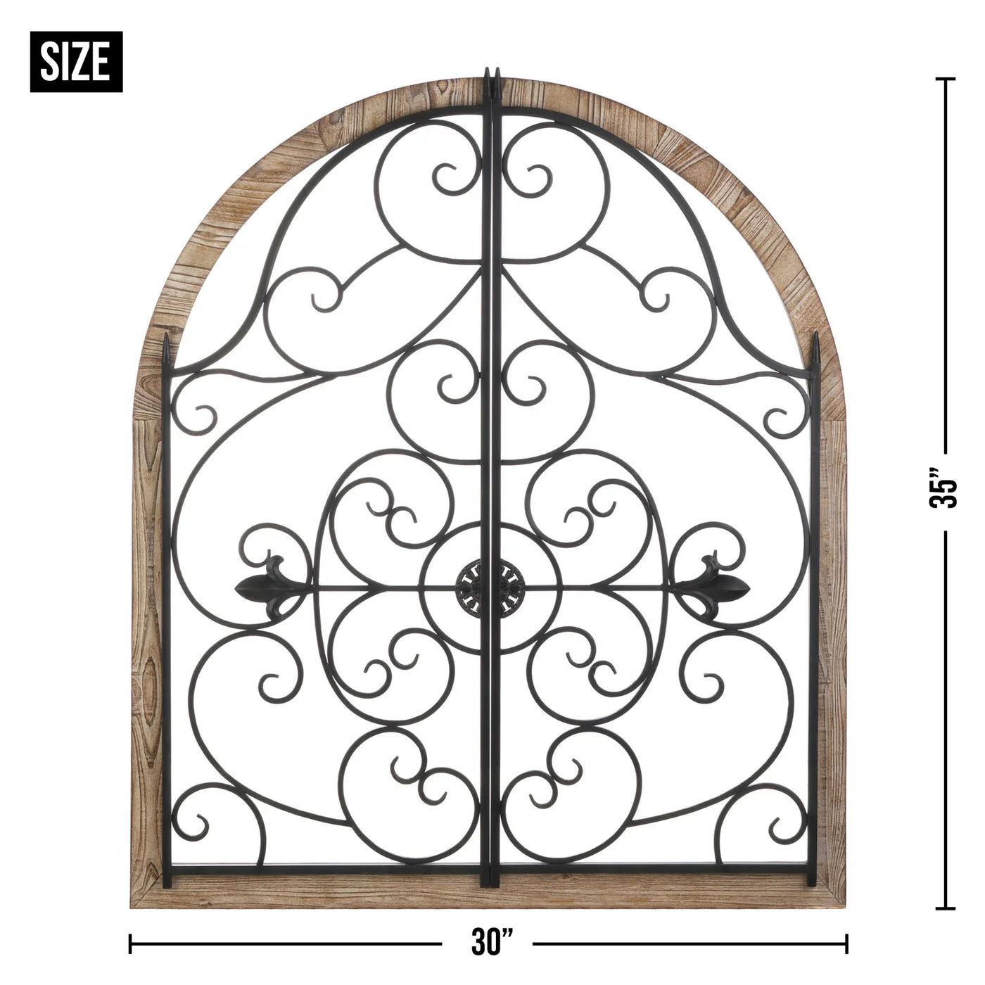 Arched Wood And Iron Wall Decor