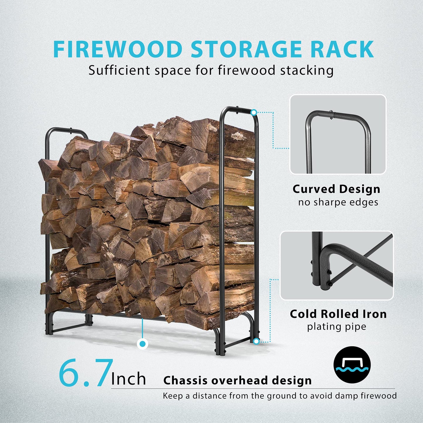 VIVOHOME 4ft Heavy Duty Indoor Outdoor Firewood Storage Log Rack and Cover Combo Set with Zipper