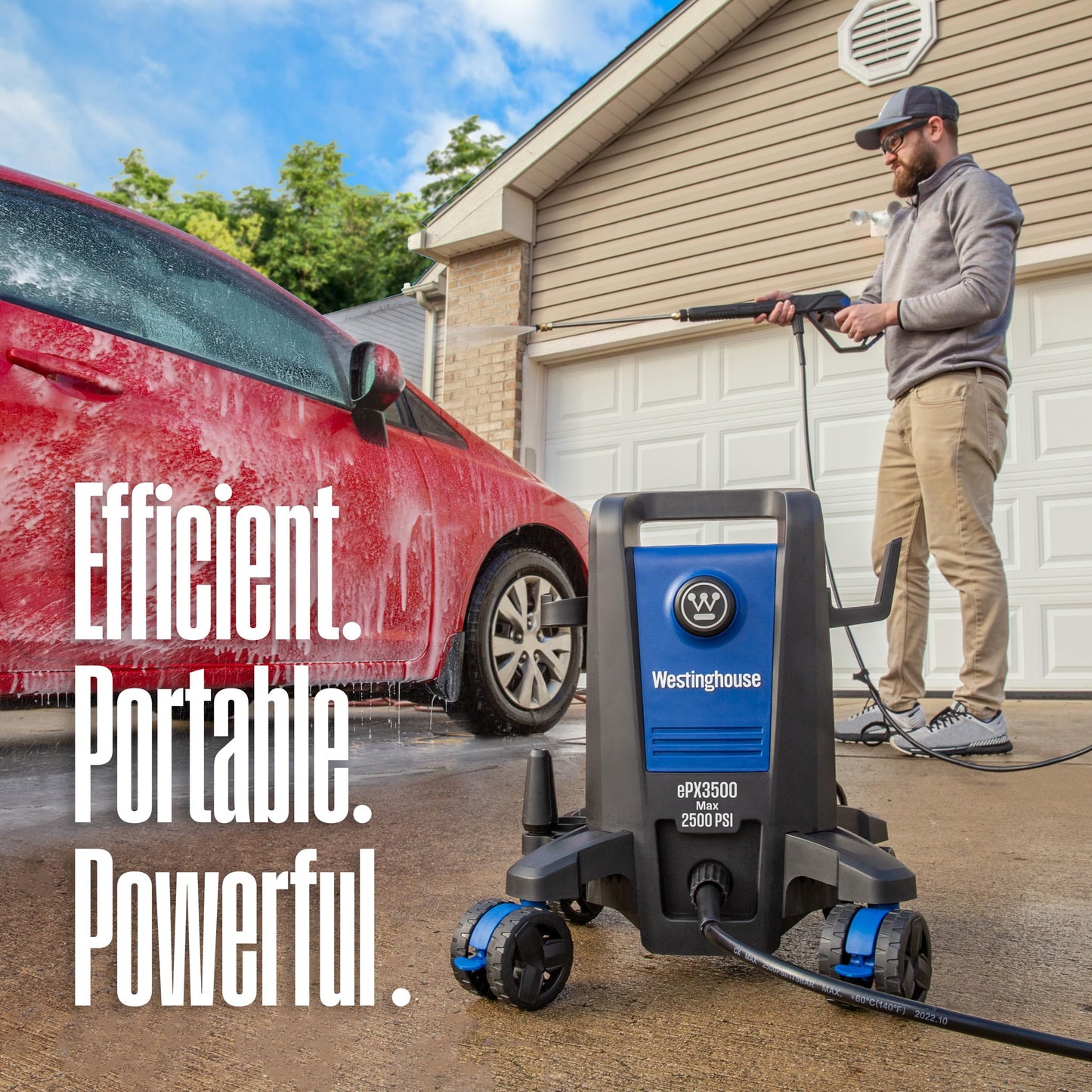 Westinghouse ePX3500 Electric Pressure Washer, 2500 Max PSI 1.76 Max GPM with Anti-Tipping Technology, Onboard Soap Tank, Pro-Style Steel Wand, 5-Nozzle Set, for Cars/Fences/Driveways/Home/Patios