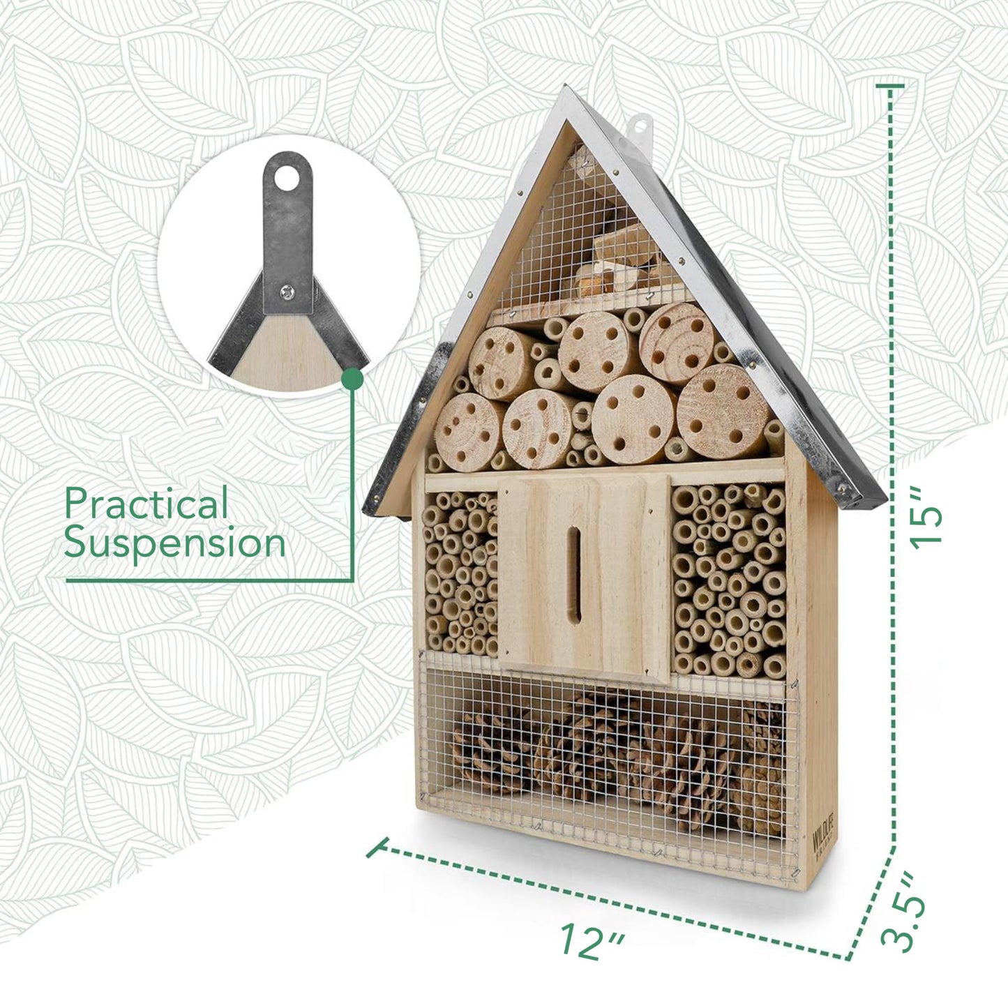 WILDLIFE FRIEND Premium Weatherproof Insect Hotel - Durable Bug House, Bee Home Box for Garden - Ideal Habitat for Bees, Ladybirds, Butterflies - Enhance Biodiversity & Eco-Balance