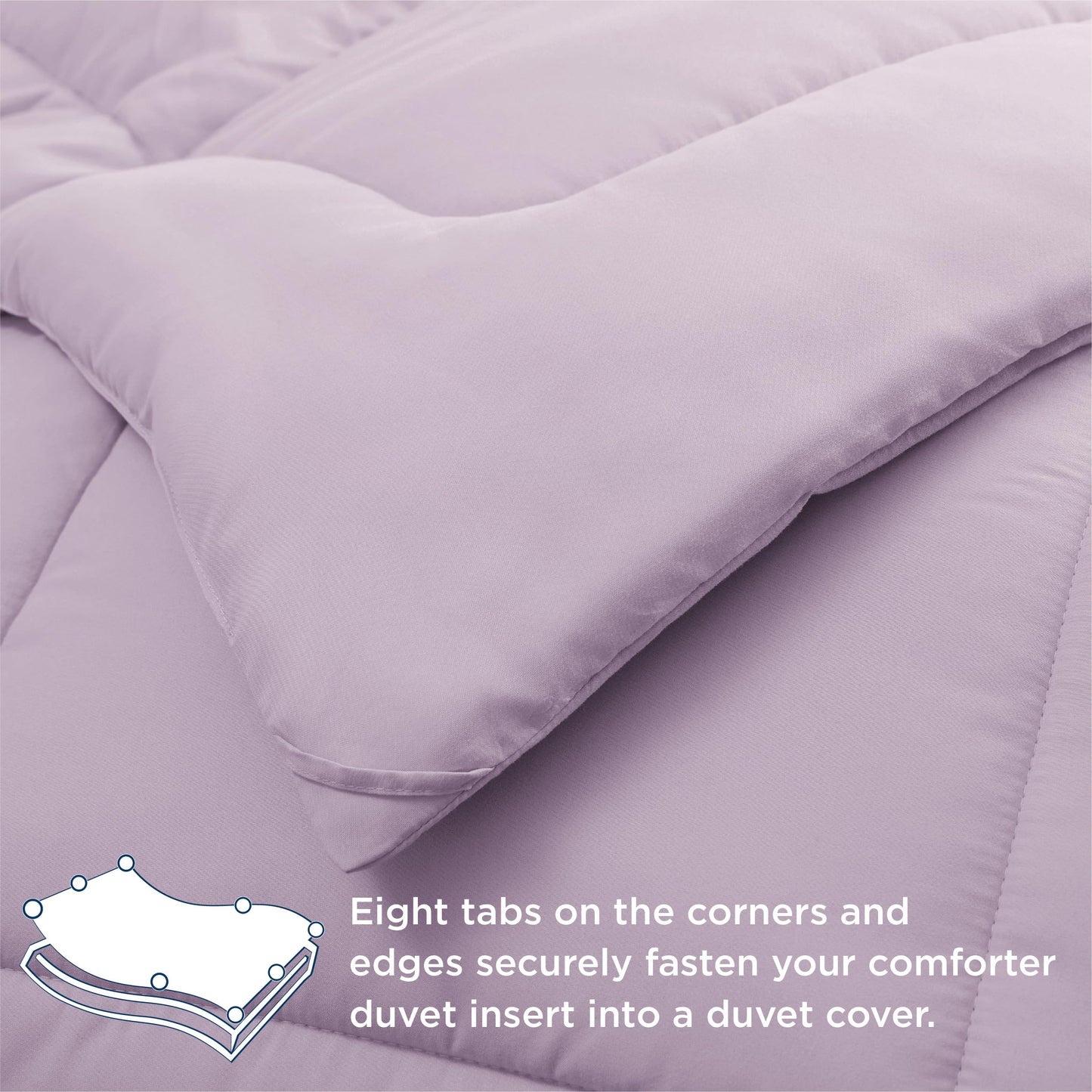 Bedsure Comforter Duvet Insert - Quilted Comforters Full Size, All Season Duvet, Down Alternative Bedding Comforter with Tabs(Light Purple,Full 86"x82")