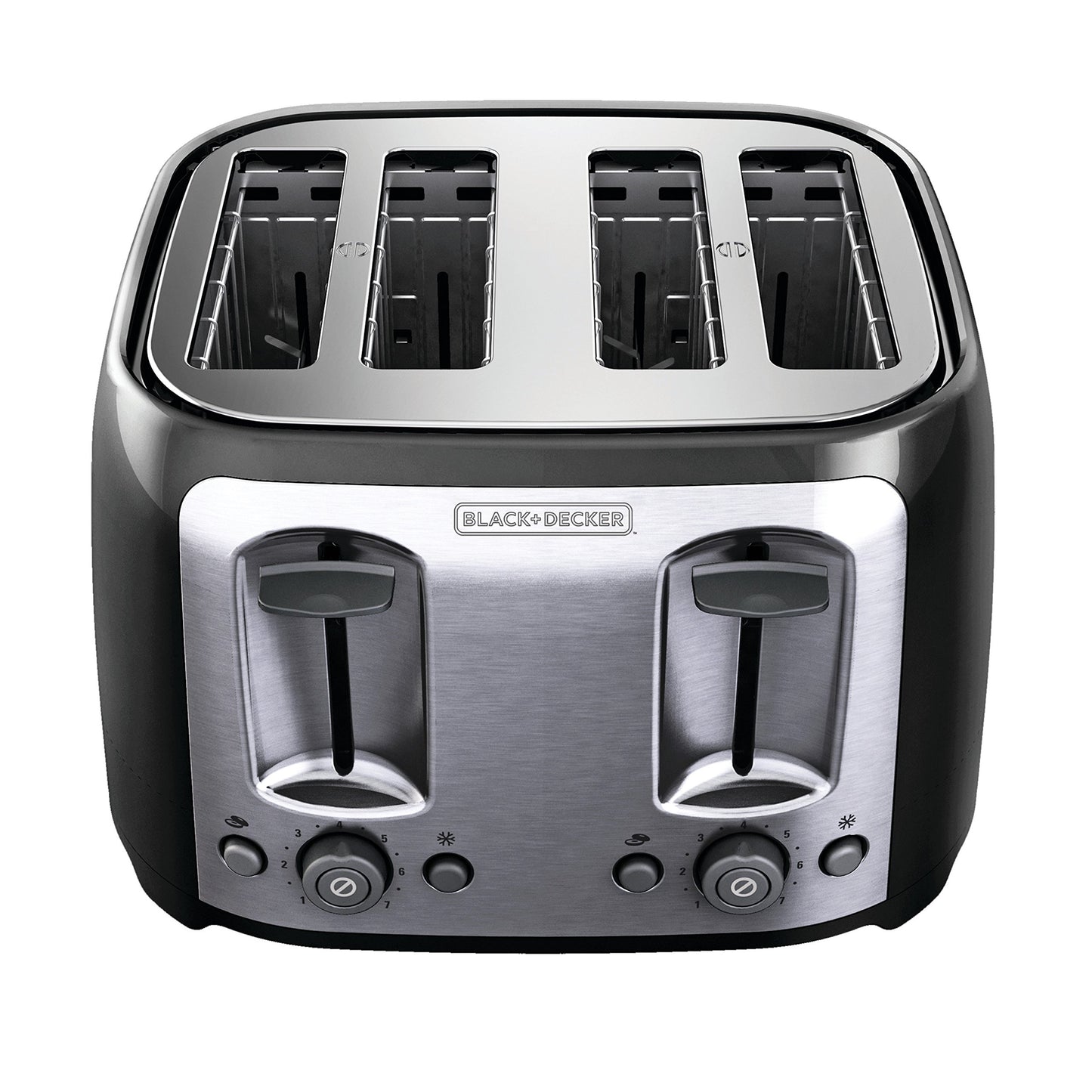 BLACK+DECKER 4-Slice Toaster, Extra Wide Slots, 7 Shade Settings, 1400 Watts, Frozen and Bagel Buttons, Toast Shade Selector, Extra Lift