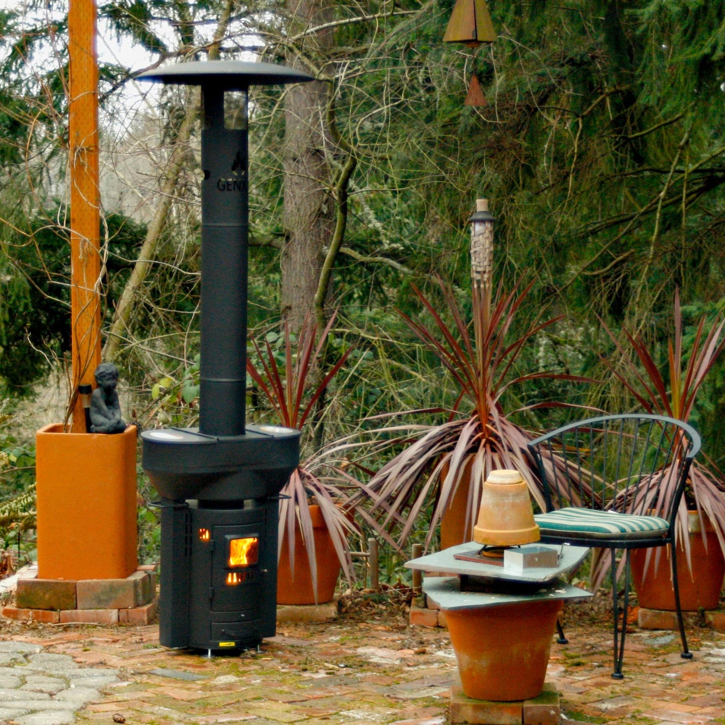 Q-Flame 106,000 BTU Patio Heater for Outdoor Use, Outdoor Wood Fired Patio Heater for Home and Commercial