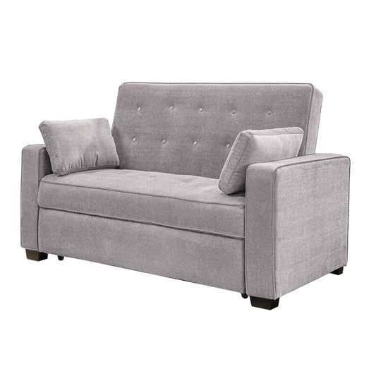 Lifestyle Solutions Ainsley Queen Size Convertible Loveseat, Light Grey