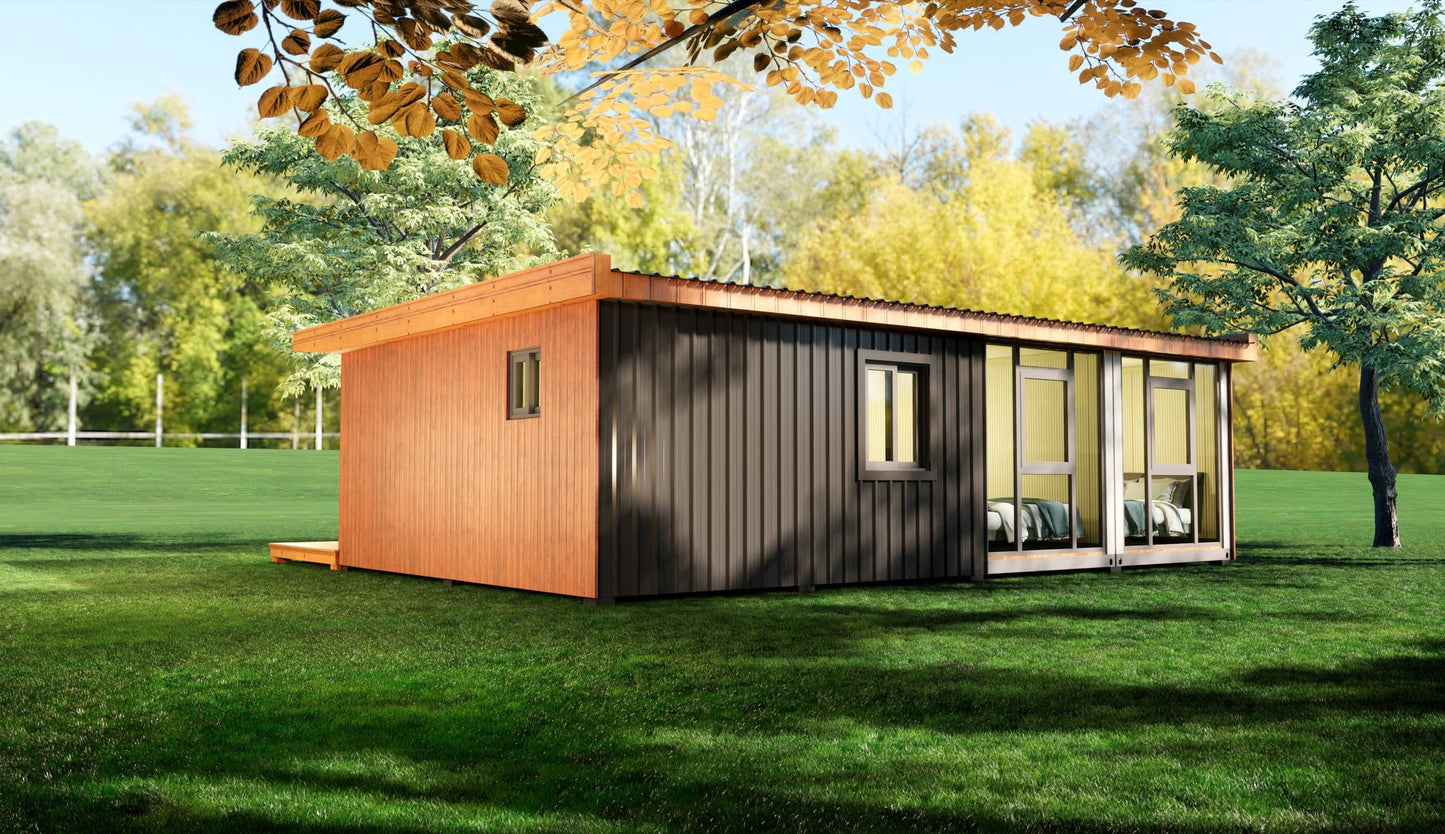 Modern Prefab Modular Home - 2 Bedroom Eco-Friendly, Tiny Container House with Bathroom (890 SFT, 8'7" Ceiling Height)