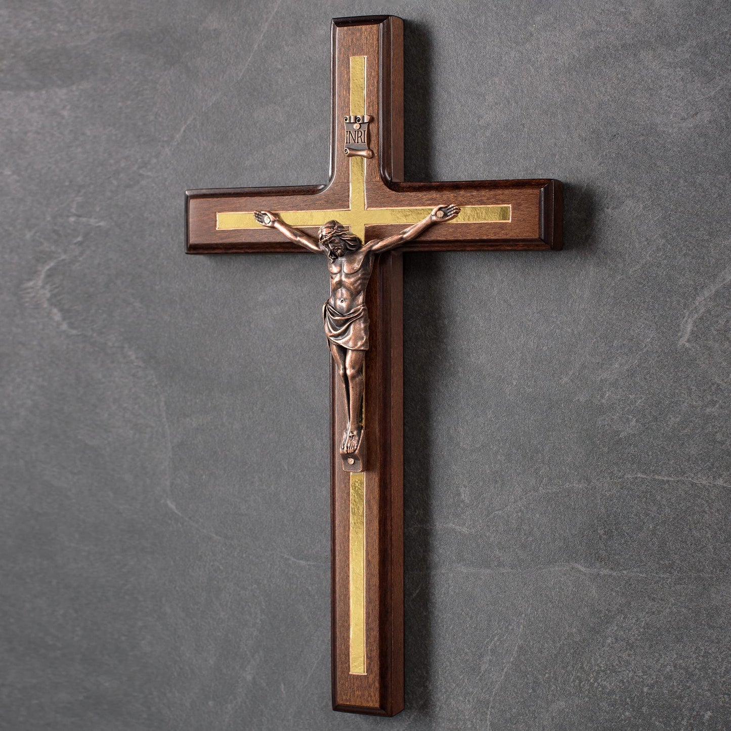 Asterom Crucifix Wall Cross - Handmade Wood Cross Wall Decor - Catholic Crucifix - 12 Inch