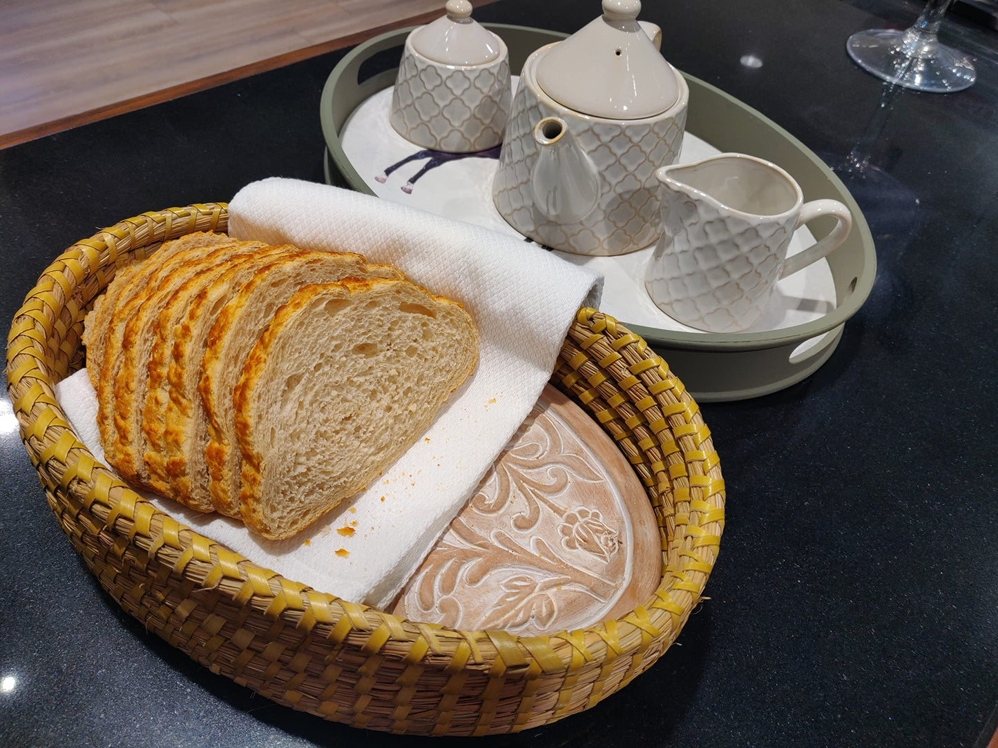 Bread Warmer Basket with Stone - Bread Baskets for Serving Tortilla, Sourdough, House Warming Gifts New Home, Terracotta, Bakers Gift for Kitchen, Bread Maker Women, Men, Birthday, Hostess Farmhouse