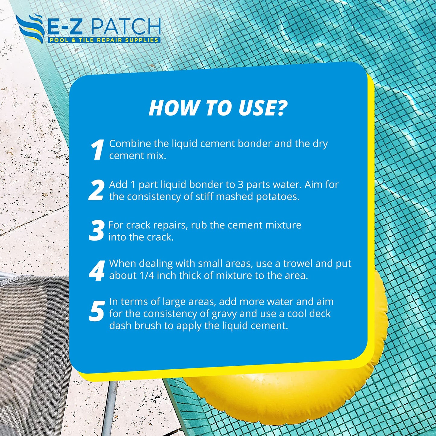 E-Z Patch 2 Pool Patch Repair Kit for Pool Decks and Patios, DIY Concrete Repair (Sand Buff, 3 lbs.)