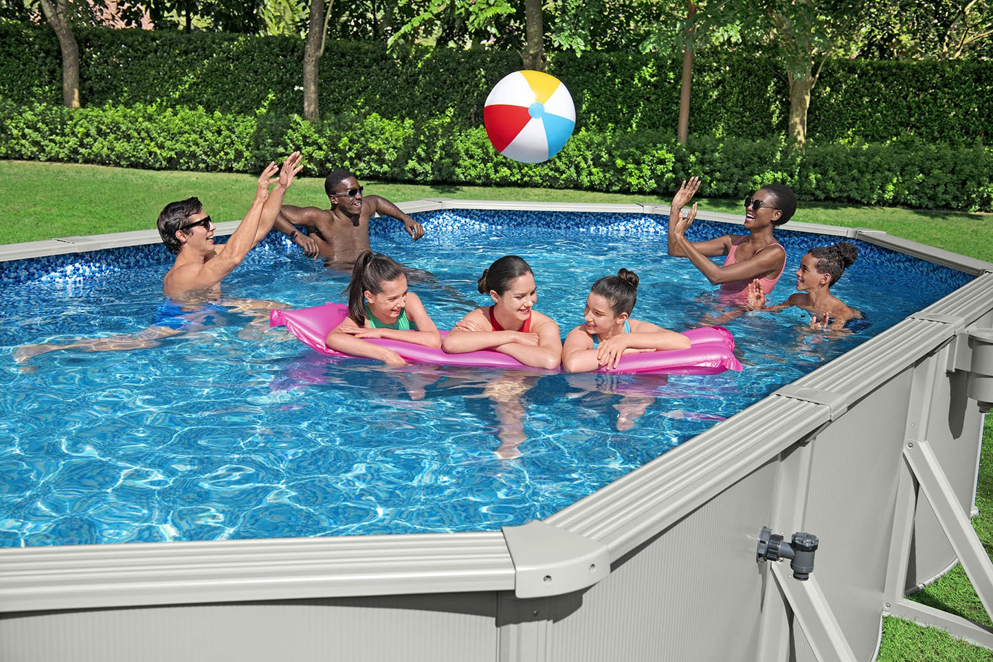 Bestway Hydrium Galvanized Steel Wall Above Ground Pool Set 20' x 12' x 48" | Semi-Permanent, Year-Round Oval Swimming Pool | Includes Sand Filter, Skimmer, Ladder, Ground Cloth, Cover