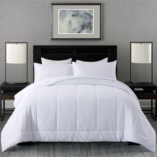 DOWNCOOL Twin Comforter Set -All Season Bedding Comforters Sets with 1 Pillow Case -2 Pieces Bed Set Down Alternative Comforter Set -White Twin Bedding Sets(64"x88")