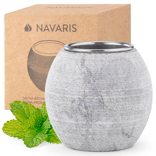 Navaris Stone Sauna Aromatherapy Cup - Soapstone and Stainless Steel Aroma Bowl for Fragrance in Saunas - Home Sauna Accessories
