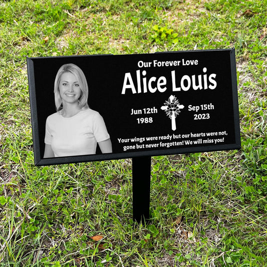ODB Personalized Tombstones for Graves with Photo Name, Headstones for Graves for Human, Grave Markers for Cemetery for Humans 12x6 inches (30x15cm)
