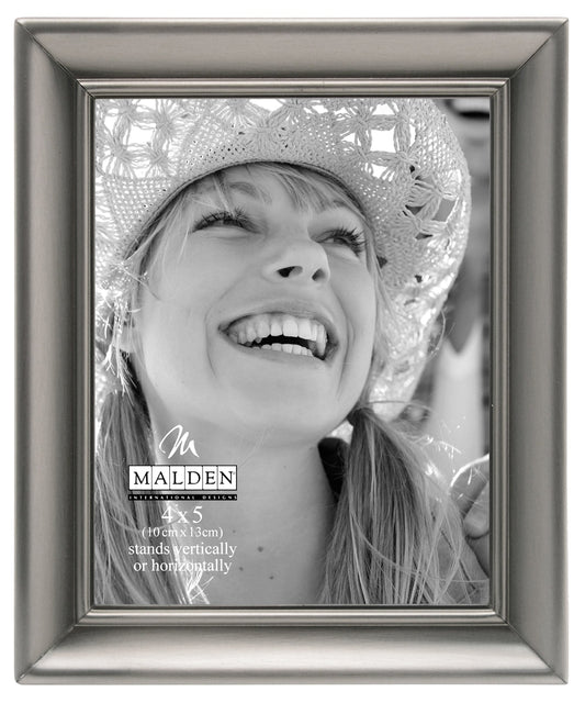 Malden International Designs Concourse Pewter Metal Picture Frame, 4x5, Silver - 192-45