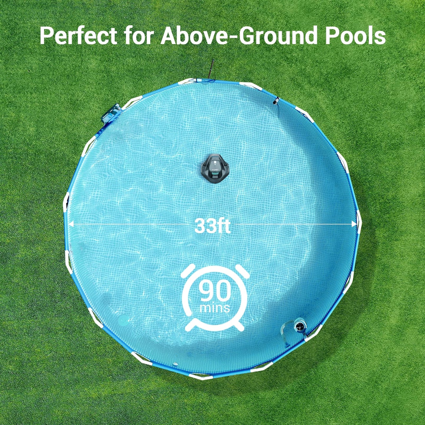 AIPER Cordless Robotic Pool Cleaner, Pool Vacuum with Dual-Drive Motors, Self-Parking Technology, Lightweight, Perfect for Above-Ground/In-Ground Flat Pools up to 40 Feet (Lasts 90 Mins)