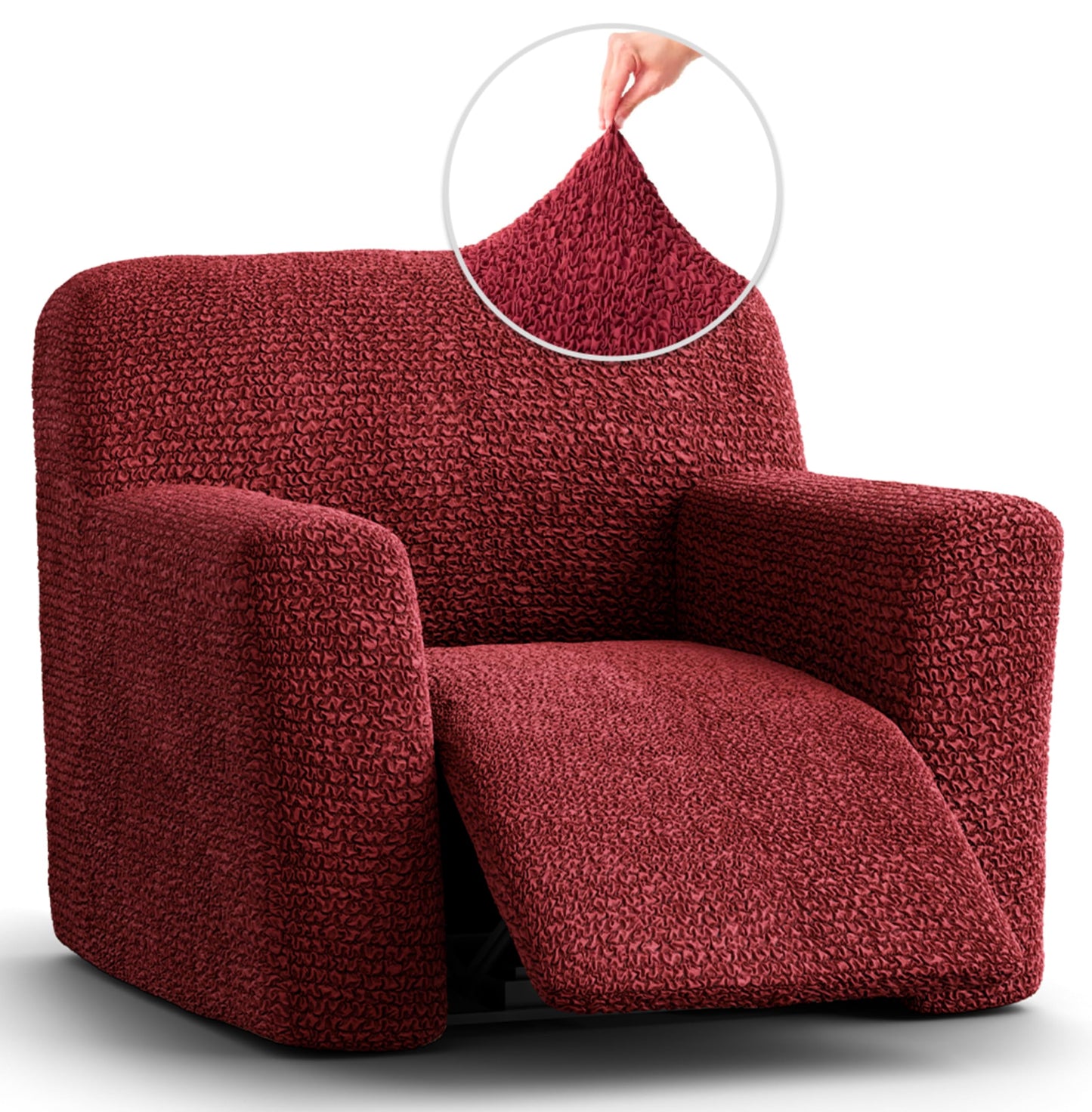 PAULATO BY GA.I.CO. Recliner Slipcover - Recliner Chair Cover - Soft Polyester Fabric Slipcover - 1-Piece Form Fit Stretch Furniture Protector - Microfibra - Burgundy (Recliner Cover)