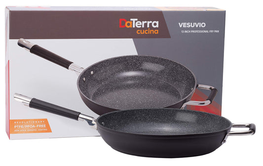 DaTerra Cucina Professional 13 Inch Nonstick Frying Pan | Italian Made Ceramic Nonstick Pan Sauté Pan, Chefs Pan, Non Stick Skillet Pan for Cooking, Sizzling, Searing, Baking and More