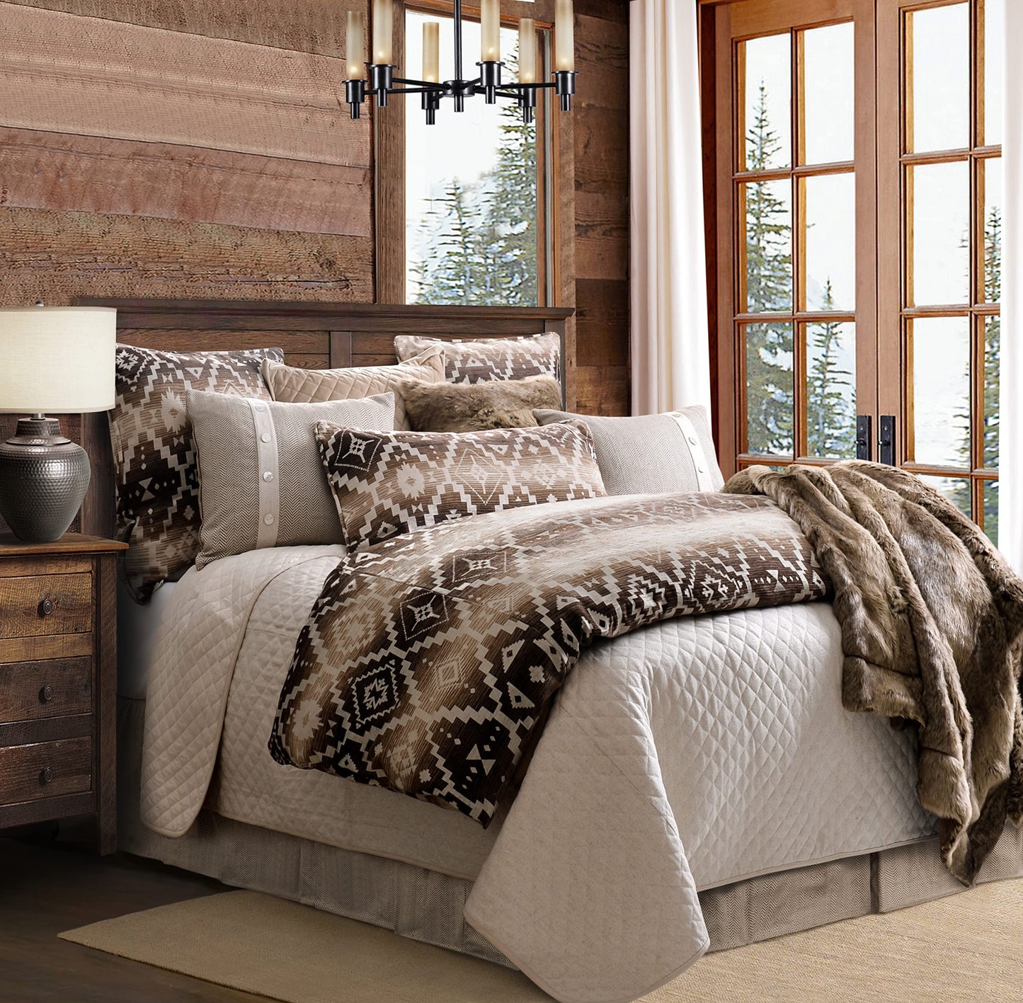 Paseo Road by HiEnd Accents Chalet Aztec 3 Piece Comforter Set with Pillow Shams, Super Queen Size, Modern Southwestern Rustic Style Luxury Bedding Set, 1 Comforter and 2 Pillowcases