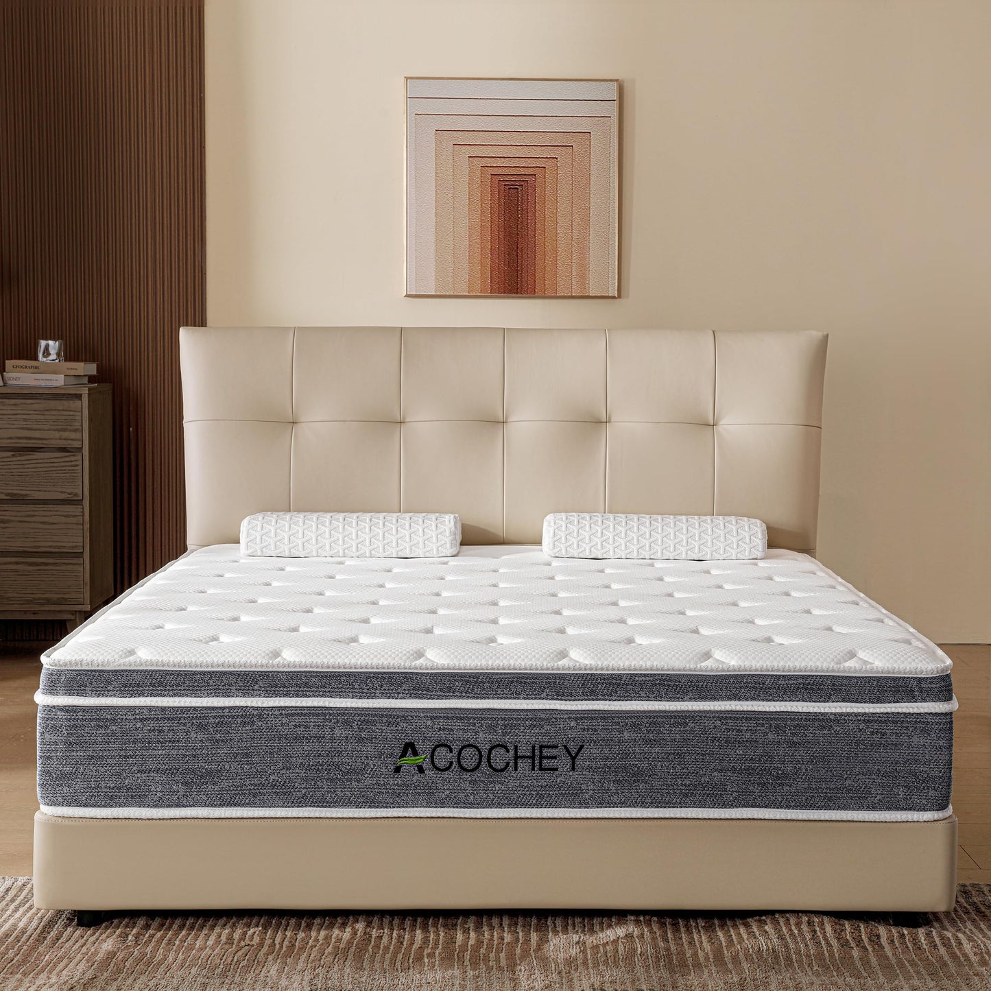 Acochey Full Mattress in a Box,10 Inch Full Mattresses,Gel Memory Foam Medium Firm Grey Hyrid Mattress,Quality Comfort and Adaptive Support Breathable Cooling Full Mattress,CertiPUR-US.