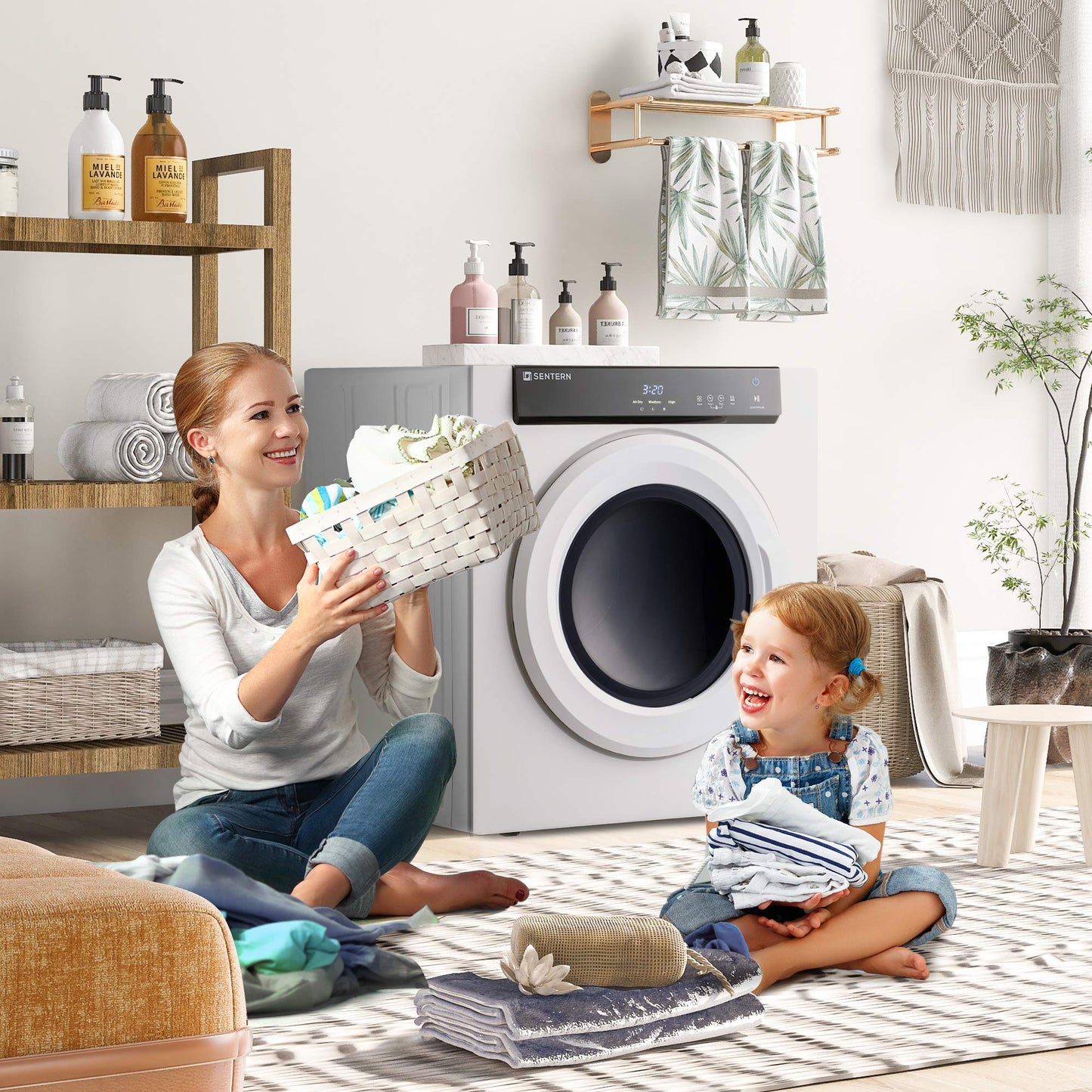 Sentern Electric Portable Clothes Dryer, Front Load Compact Tumble Laundry Dryer with Touch Screen Panel