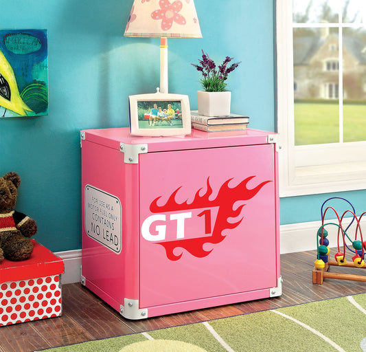 HOMES: Inside + Out Antonio Modern 2-Shelf Metal Nightstand, Bedside Table for Bedroom, Kid Room, Pink