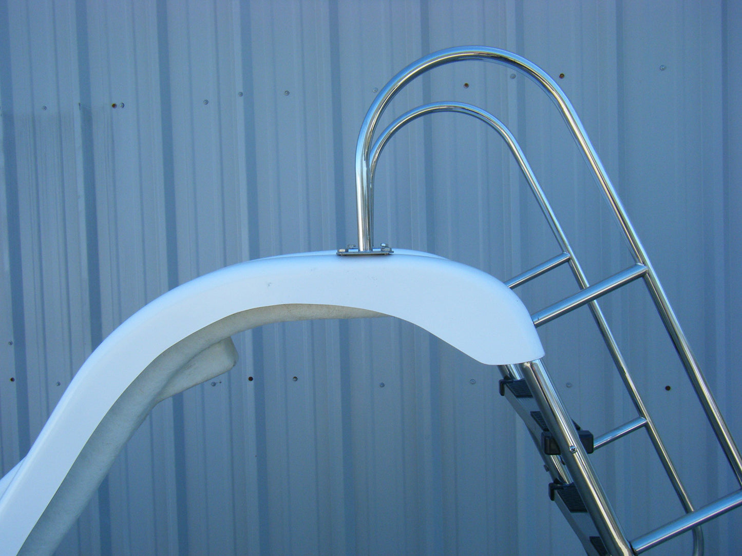 FibroPool Full Sized Fiberglass Swimming Pool Slide - Stainless Steel Hardware - Left Turn