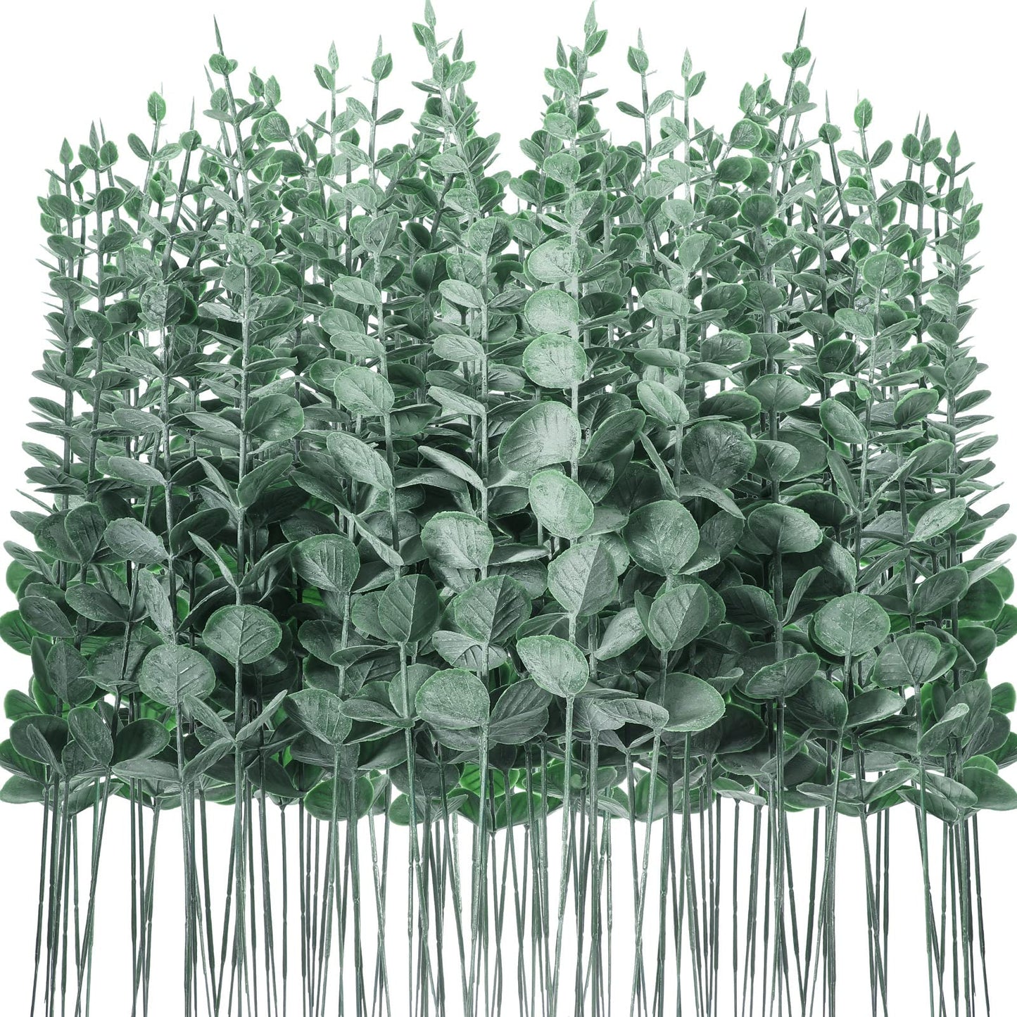 Canlierr 100 Pcs Eucalyptus Stems Faux Greenery Artificial Eucalyptus Leaves Eucalyptus Decor Greenery Stems Faux Greenery Branch for Wedding Centerpiece Flower Bouquet Farmhouse Home (Dark Green)