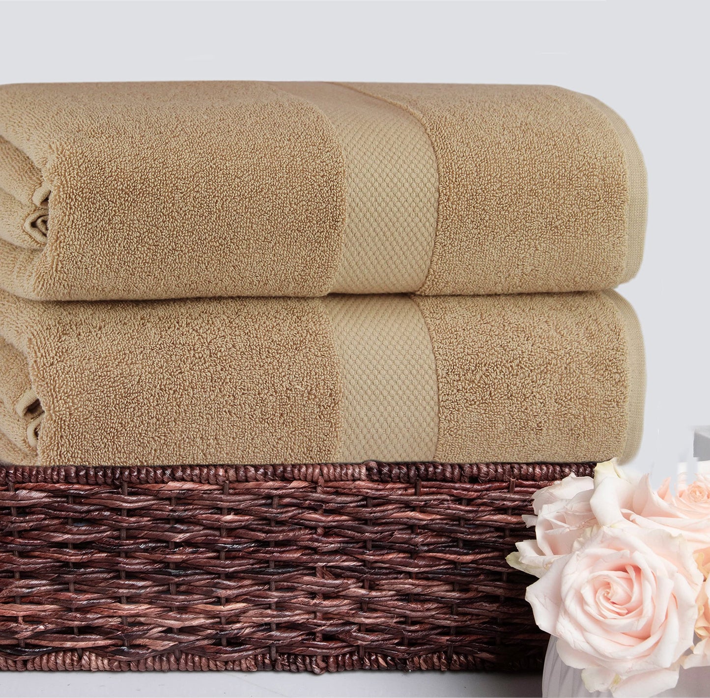 COTTON CRAFT Hotel Spa Luxury Bath Sheet - 2 Pack - Oversized Extra Large 40 x 80 - Heavyweight 700 GSM 2 Ply Ringspun Cotton - Soft Absorbent Everyday Use Home Bath Easy Care Towel Set - Linen